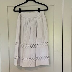 Alice + Olivia White Midi Skirt with Geometric Cutouts